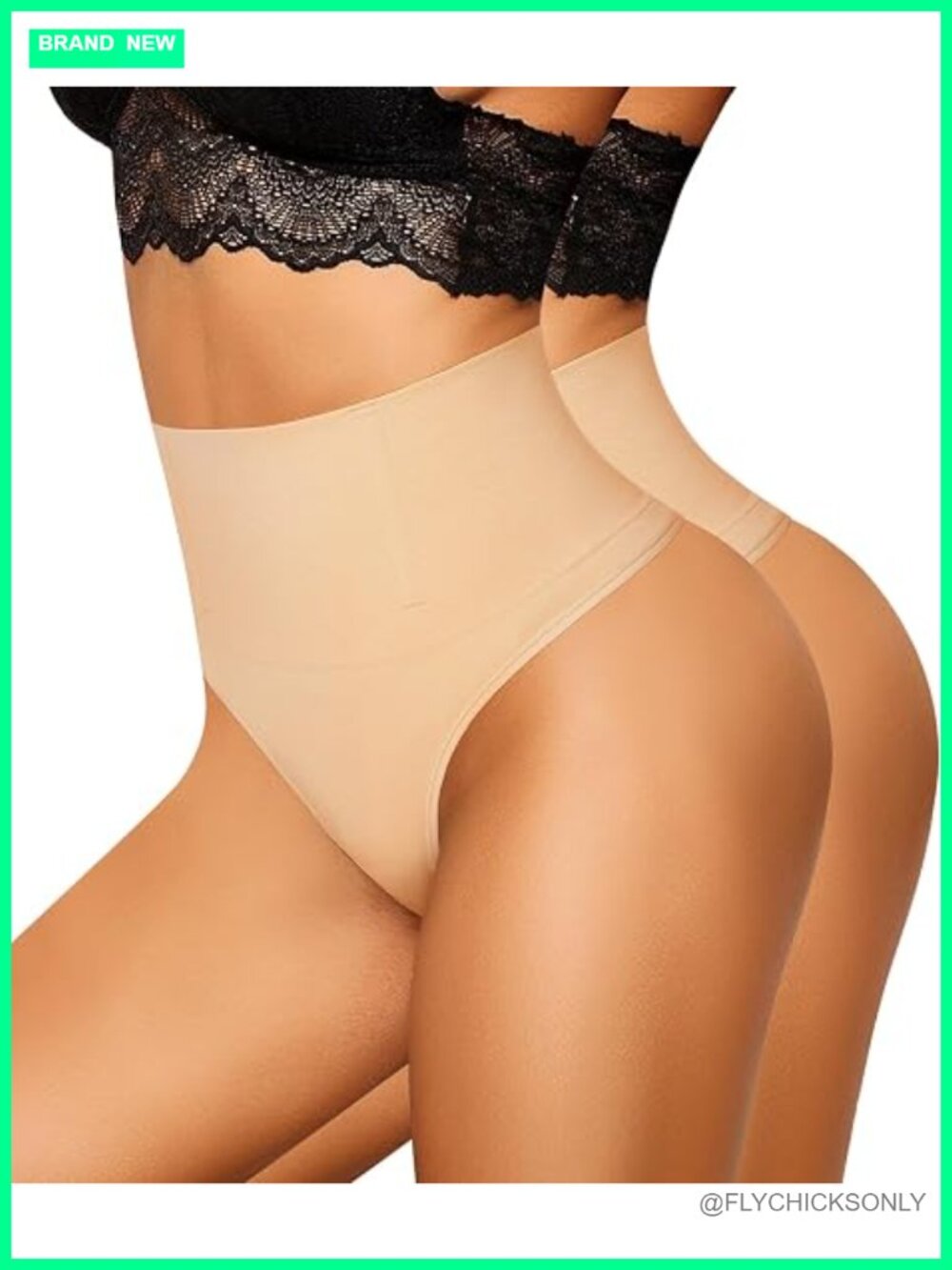Women's Tummy Control Shapewear Thong Panties 2 Pack Seamless Butt Lifting Body